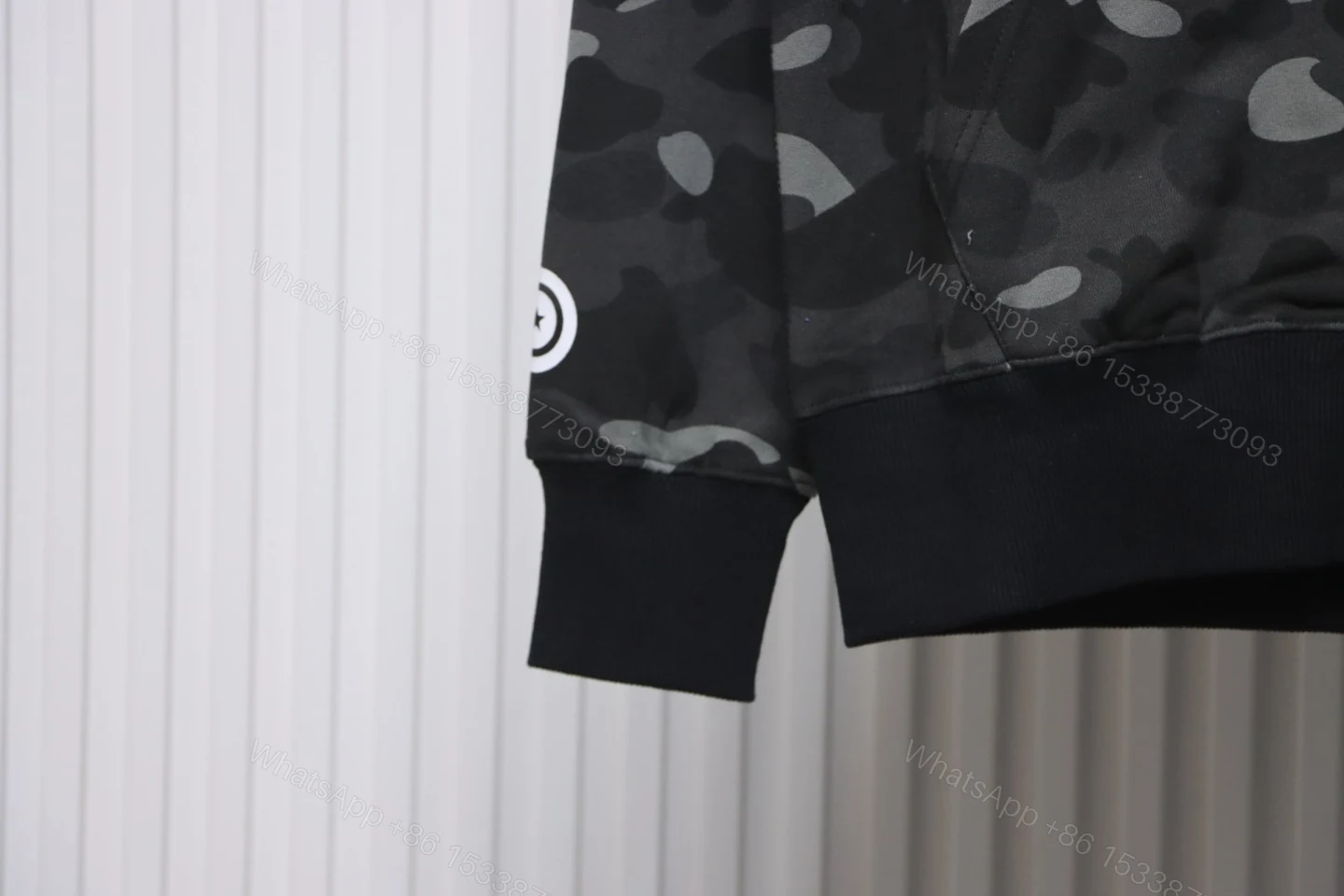 View 7 of BAPE Camouflage Double Hat Hoodie Dark Grey