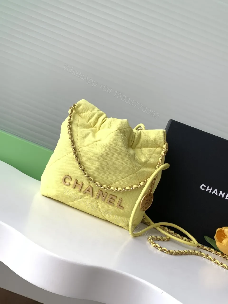 Lemon Yellow Quilted Puff Bag: Luxe Crossbody Shine — view 1