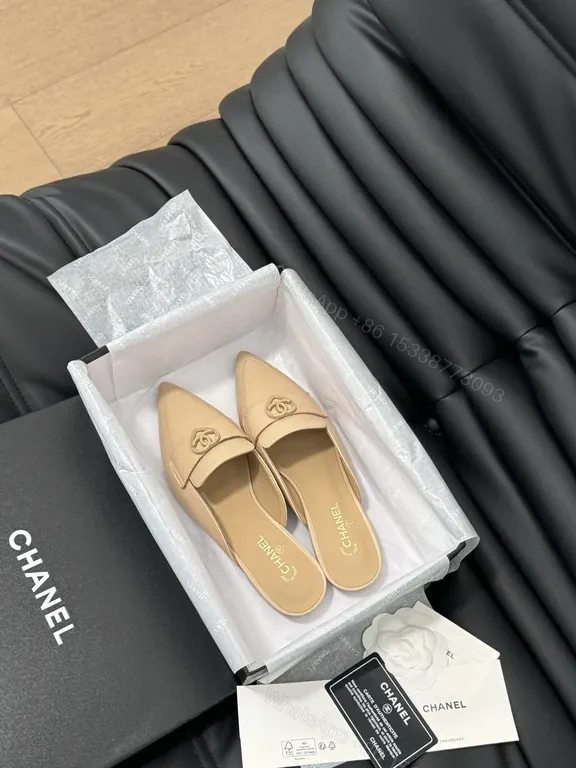 View 4 of Chanel-Inspired Nude Leather Mules â€” Sleek Everyday Luxe
