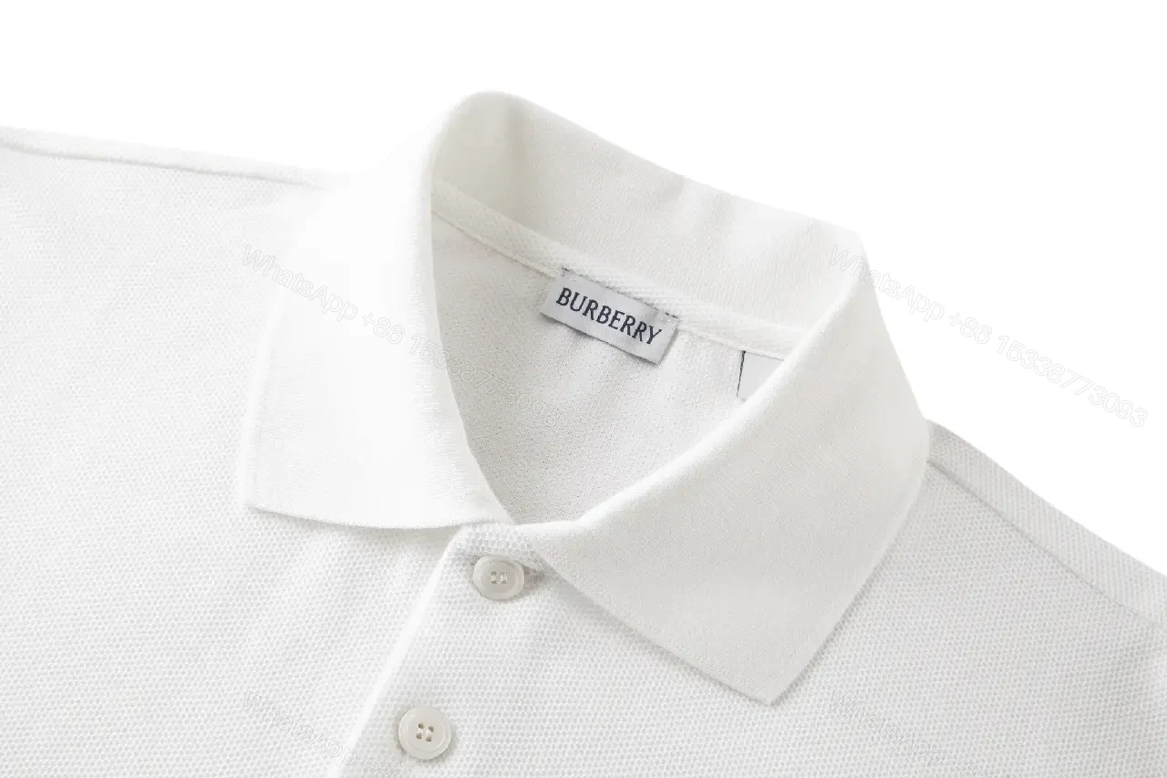 View 4 of White Cotton Polo with Burberry Crest Logo Polo Shirt