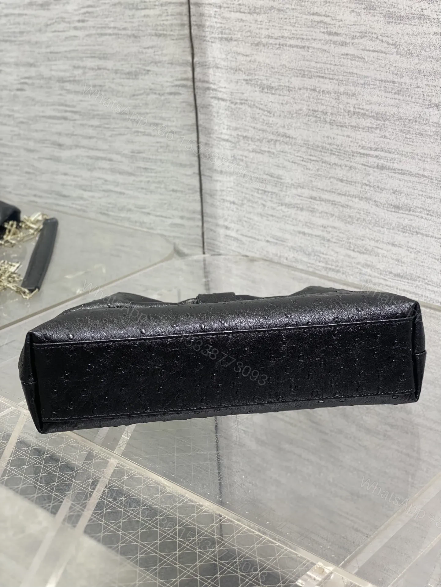 View 6 of Dior Bow Bag Small Black Ostrich Leather