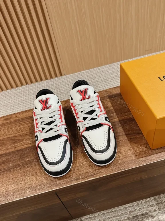 Bold LV-Style Luxury Leather Sneakers with Signature Accent — view 1