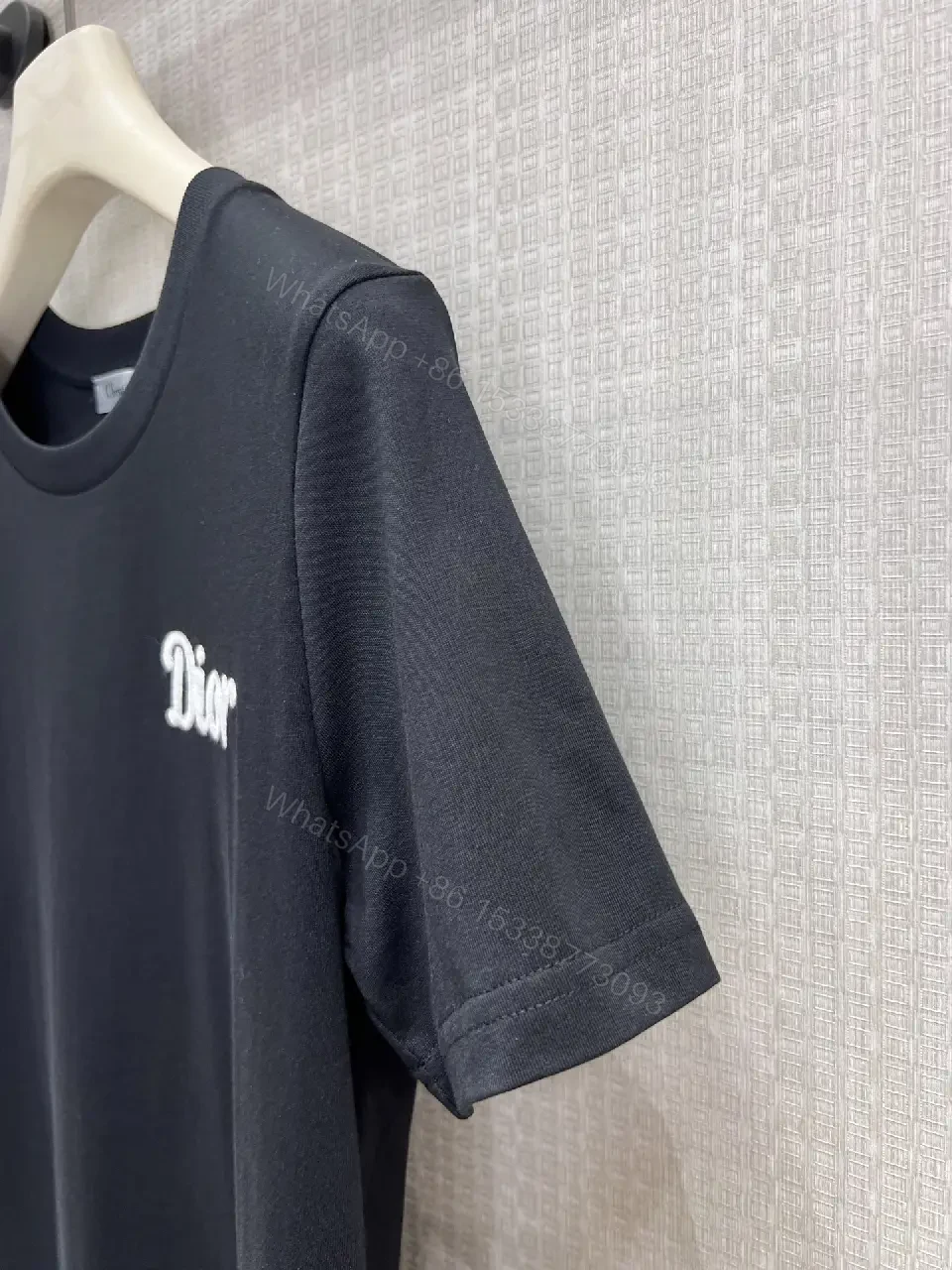 View 4 of Black Cotton T-Shirt Dior Logo, Classic Fit, Short Sleeve Tee