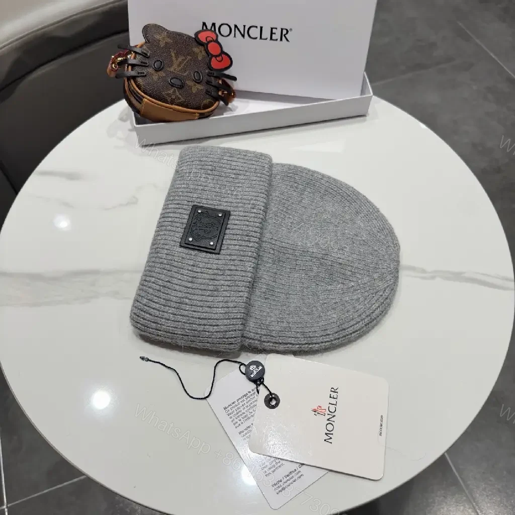 View 8 of Neutral Knit Beanie, Premium Wool Blend, Modern, Warmth, Beanie