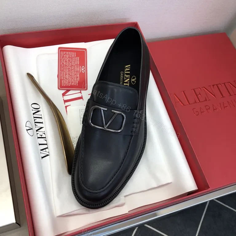 Black Leather Valentino Loafers - Signature Hardware, All-Day Comfort — view 1