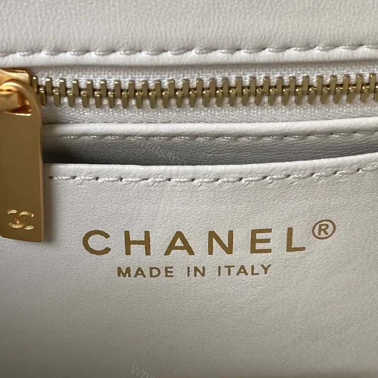 View 7 of White Quilted Flap Bag with Gold Chain â€“ Luxe Everyday Accessory