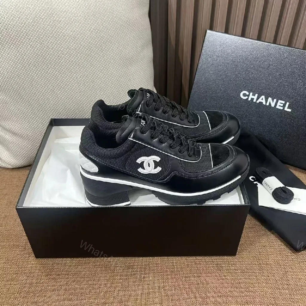View 6 of Black Leather Low-Top Sneakers, Signature Detailing, Luxury Style