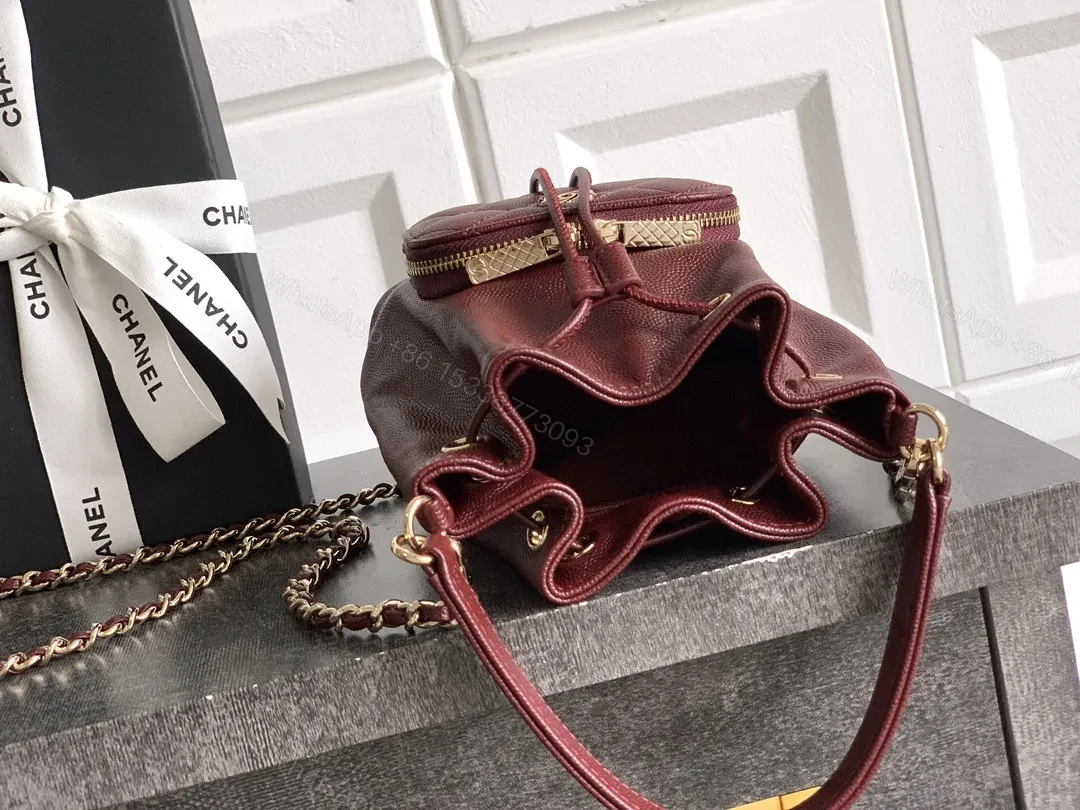 View 6 of Burgundy Quilted Mini Bag with Gold Hardware