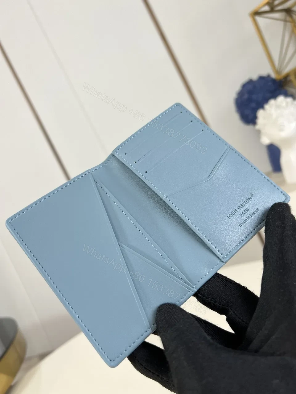 View 5 of Light Blue Monogram Wallet — Signature Calfskin, Bi-Fold, Luxe Practicality