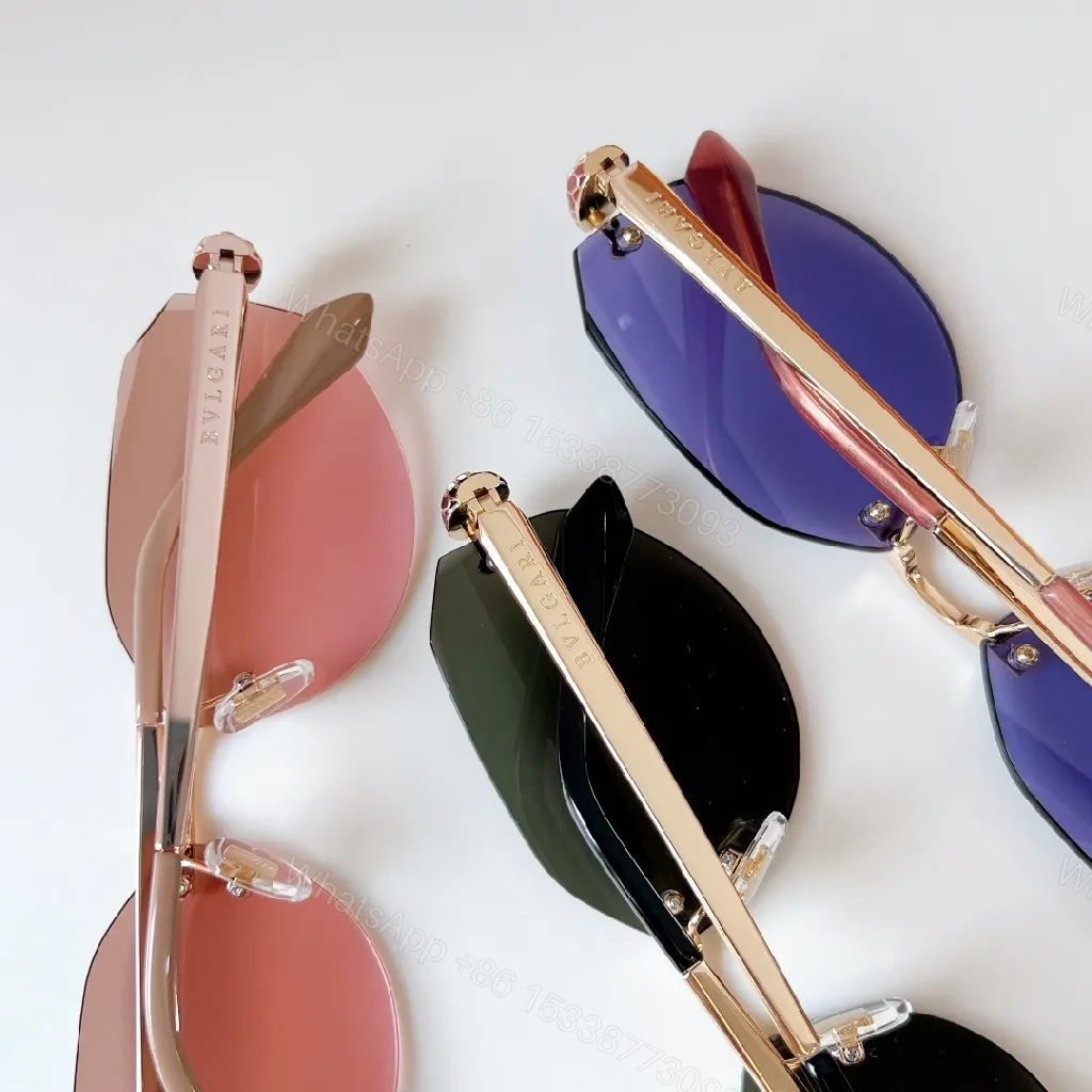 View 7 of Rose Gold Rimless Oval Shield Sunglasses, Luxury Style