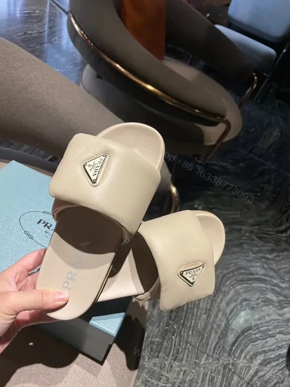 View 8 of Beige Leather Slide: Designer-Inspired Comfort Footwear