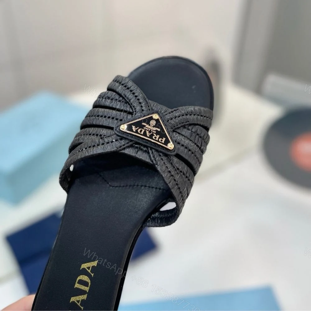 View 8 of Prada Crochet Slides Black