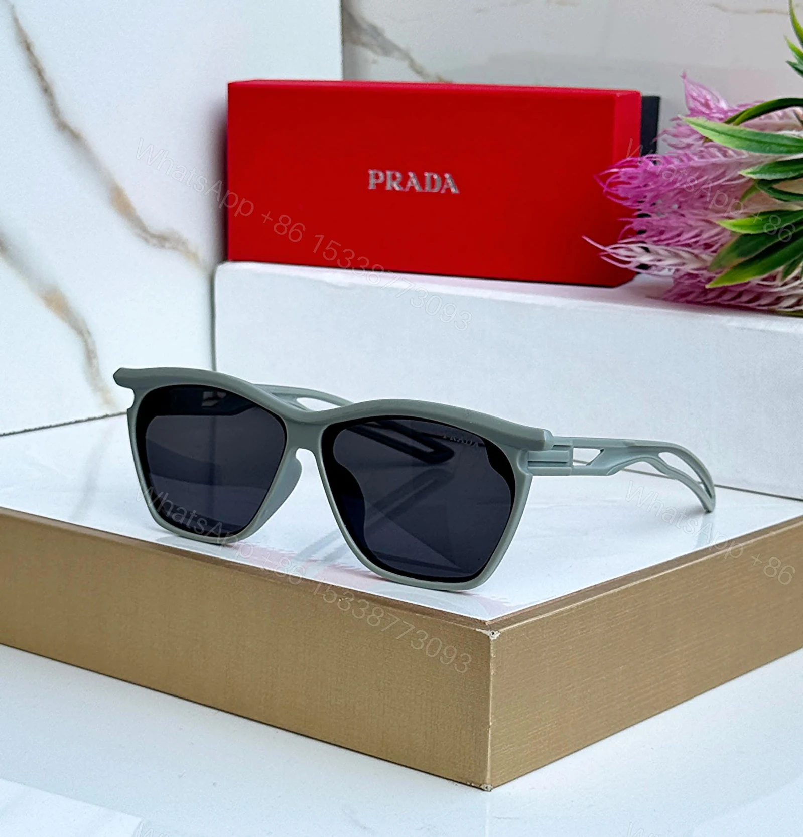 View 3 of Prada Square Black Geometric Sunglasses
