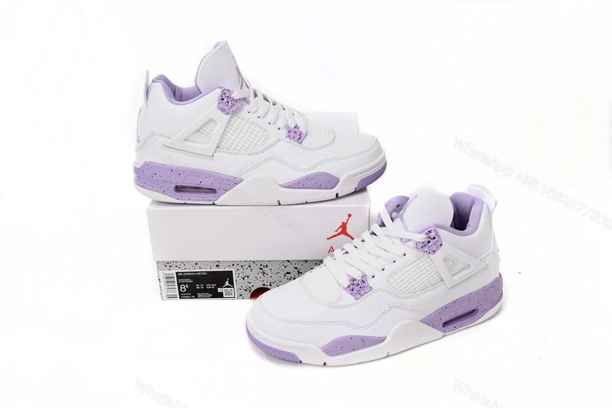 View 3 of Air Jordan 4 Retro White Purple CT8527-115