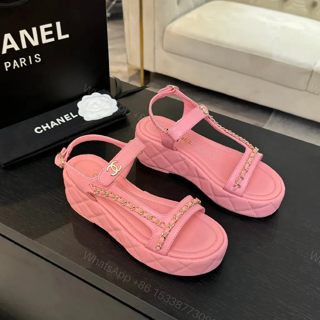 View 3 of Pretty in Pink Sandals: Leather, Gold-Hardware Chic Flats