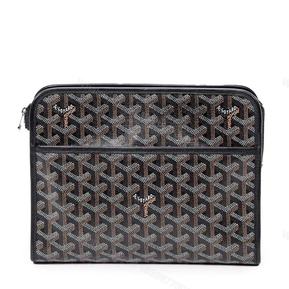 Black Canvas Jouvence MM Toiletry Bag with calfskin trim — view 1