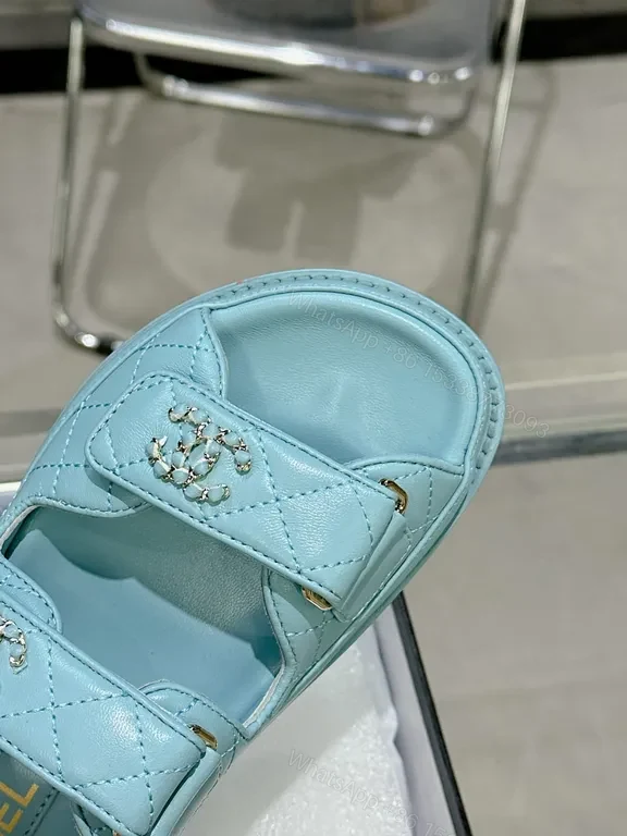 View 9 of Lightweight Luxe Sandals: Soft Ice-Blue, Quilted Signature Details