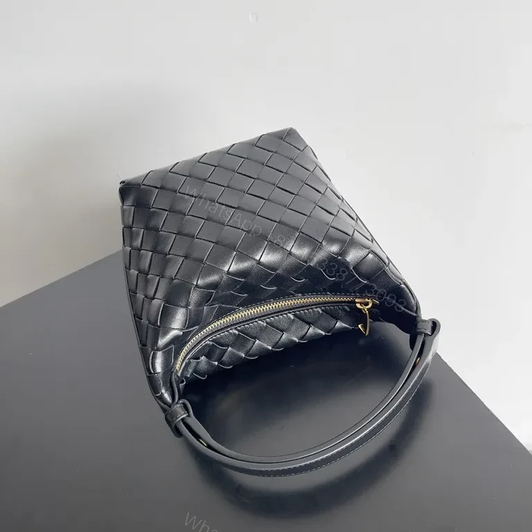 View 9 of Chic Woven Mini Shoulder Bag - Everyday Luxury, Black
