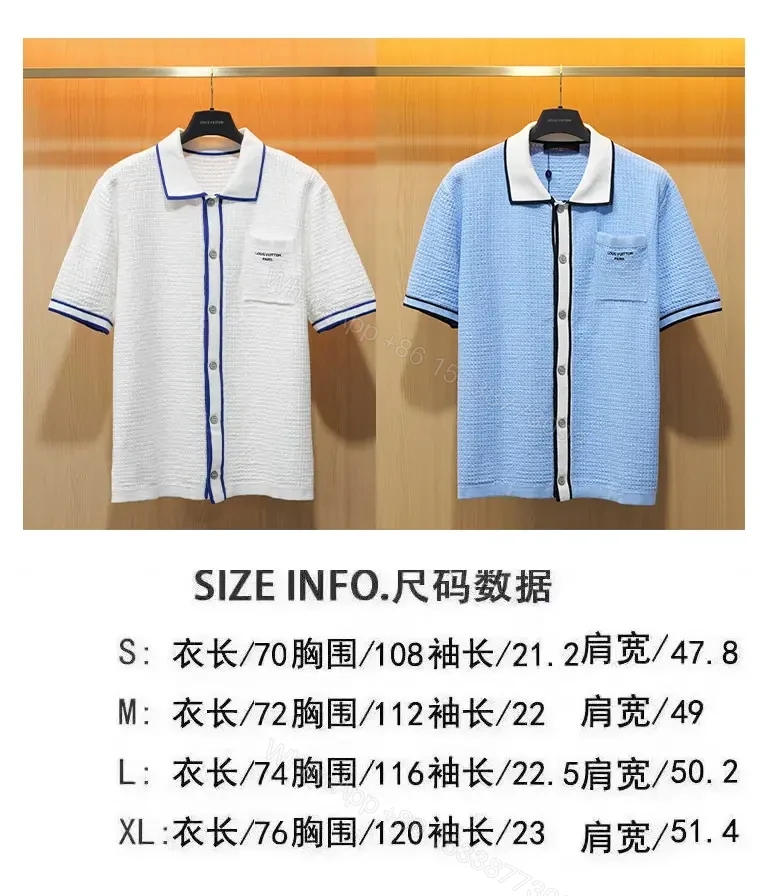 View 8 of White Polo Shirt Dress Knit with Blue Trim Subtle Louis Vuitton Label