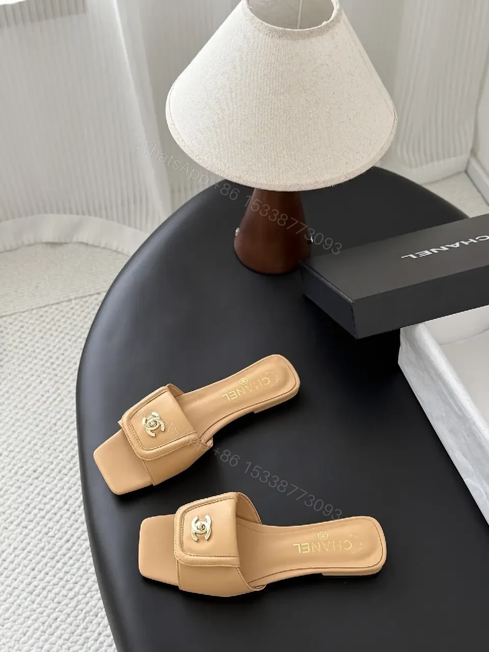 View 8 of Beige Leather Block-Heel Sandals, Minimalist Luxe Style