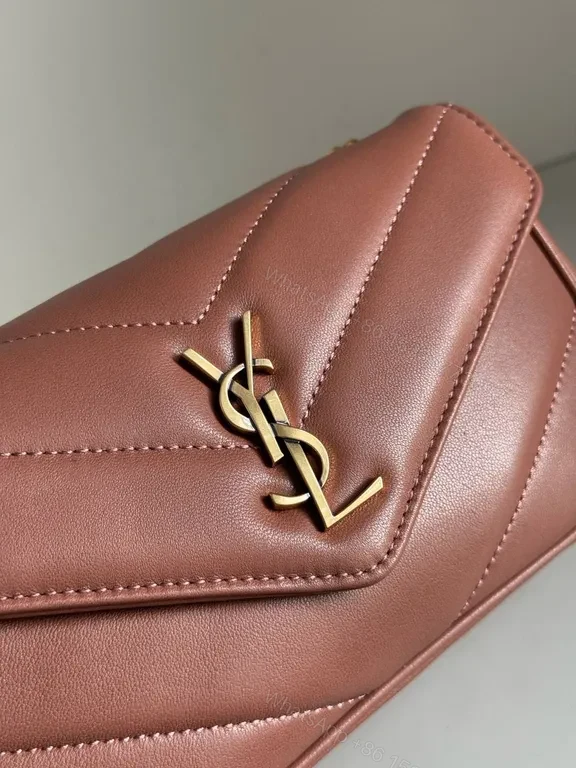 View 3 of Soft-Pink Quilted Crossbody with Gold Hardware - Yves Saint Laurent-Inspired
