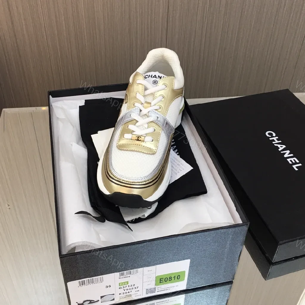 View 5 of Gold-Tone Luxe Sneaker: Textured Mesh, Everyday Glam