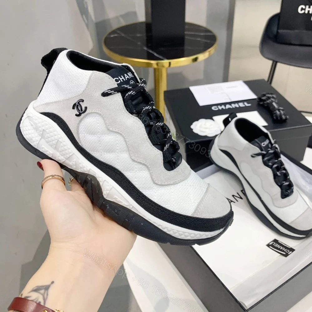 View 3 of Chanel Plain Logo Sneakers Suede White G65776