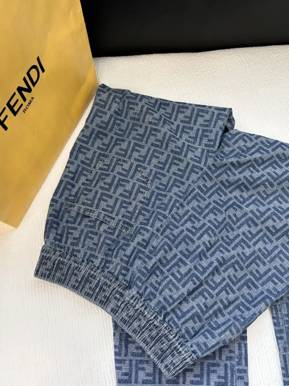 View 8 of Bold Monogram Trousers: Luxe Patterned Comfort Fit