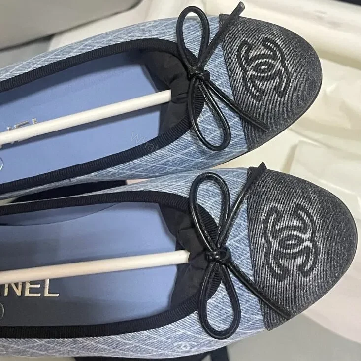 View 4 of Denim-Texture Ballet Flats: Subtle Luxury, Everyday Comfort