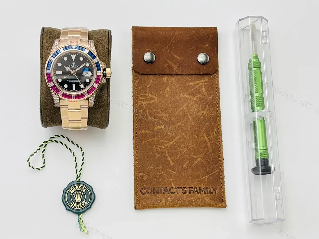 View 2 of C+ Factory Clean Factory Rolex GMT II Custom Diamond Gold Watch