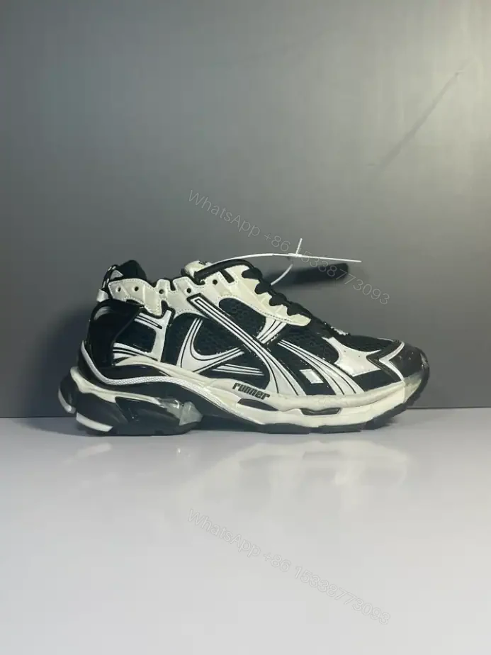View 8 of BALENCIAGA RUNNER SNEAKER IN BLACK AND WHITE MESH AND NYLON – BB266