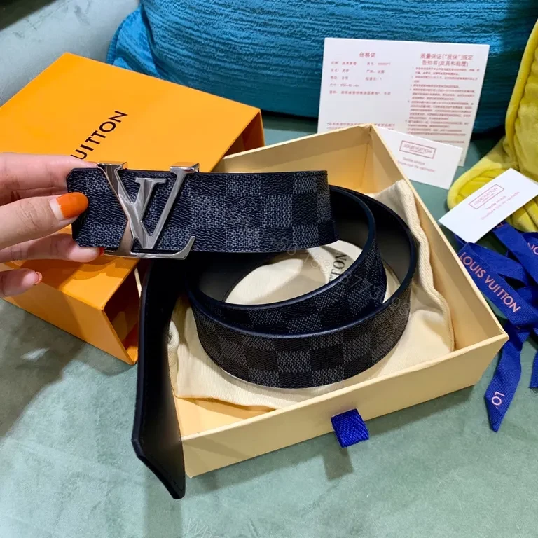 Damier Graphite LV Belt: Signature Palladium Buckle, Unisex Style — view 1