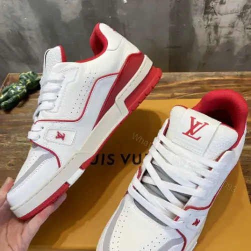 View 3 of LOUIS VUITTON LV TRAINER SNEAKERS IN WHITE AND RED – LSVT354