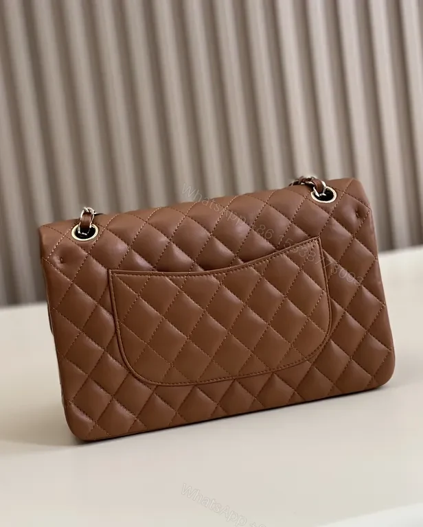 View 6 of Textured Quilted Saddle Bag with Signature Hardware - Brown Leather