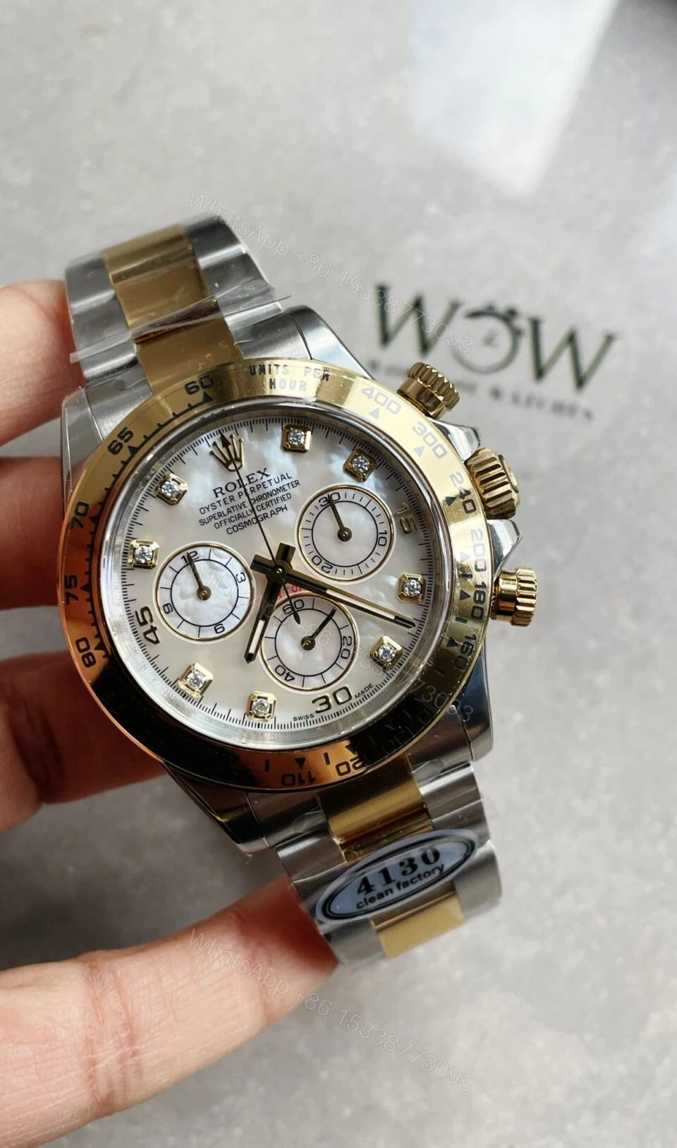 View 4 of Clean Factory 1:1 Rolex Daytona 116503 Two Tone Yellow Gold Real MOP Diamond Dial SA4130