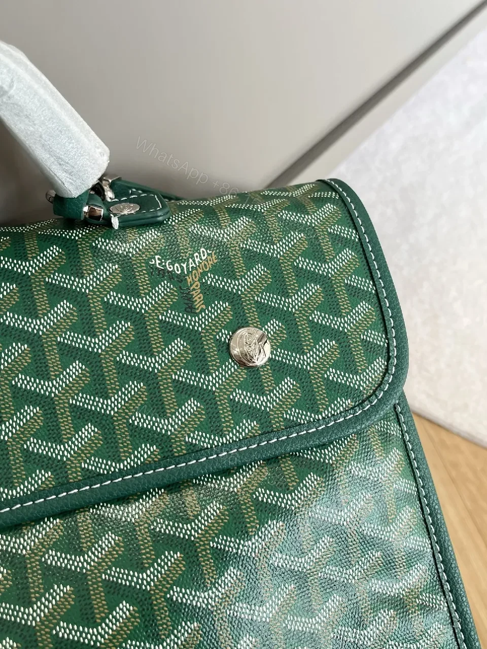 View 5 of Green Monogram Structured Satchel: Premium Everyday Carrier