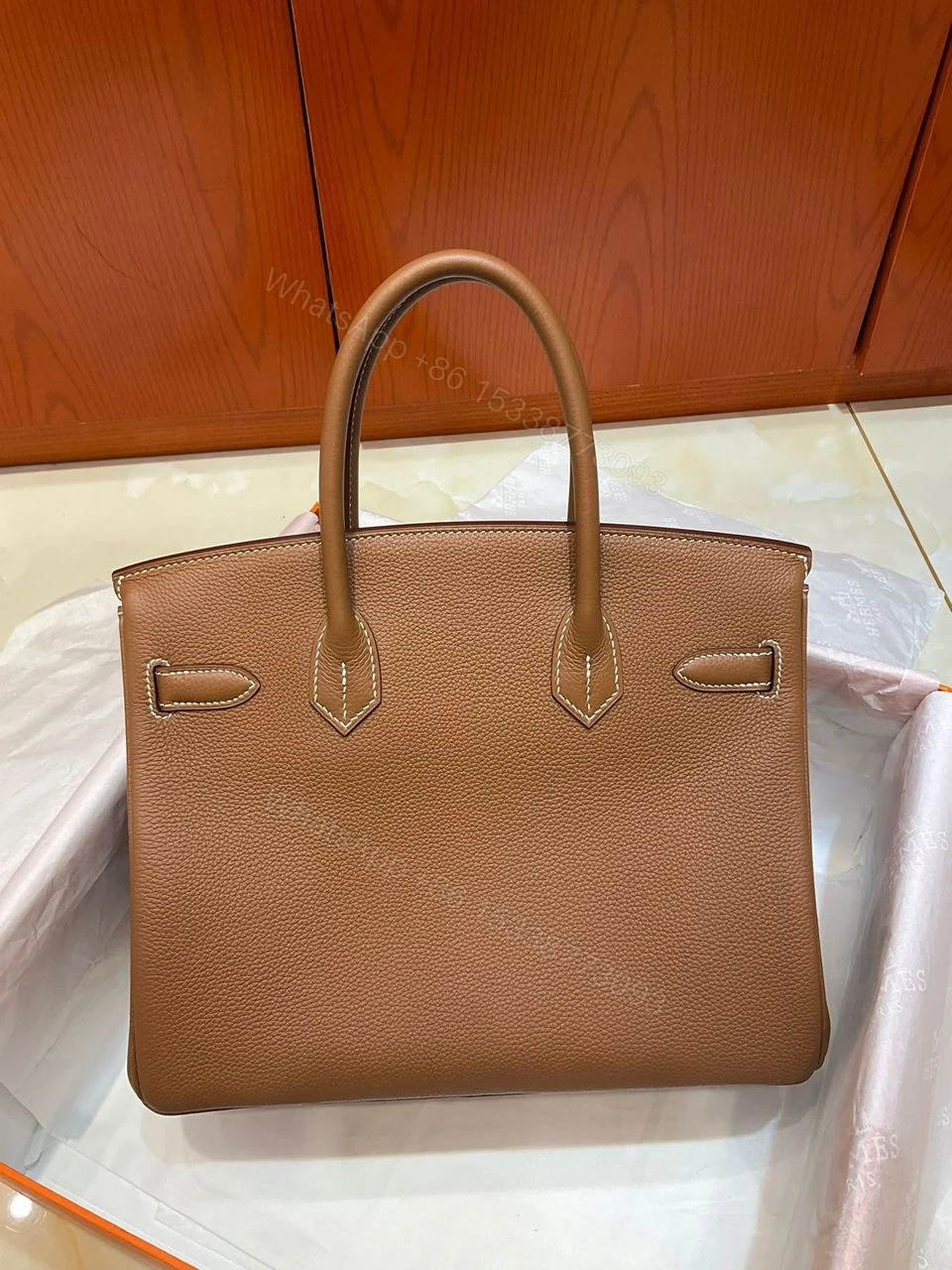 View 2 of Hermes Brikin 30 Gold with Sliver Hardware