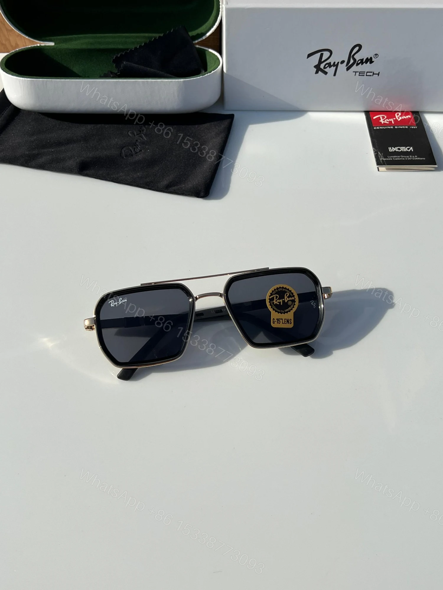 View 5 of FIRST COPY Rayban 11019 gold black sunglasses