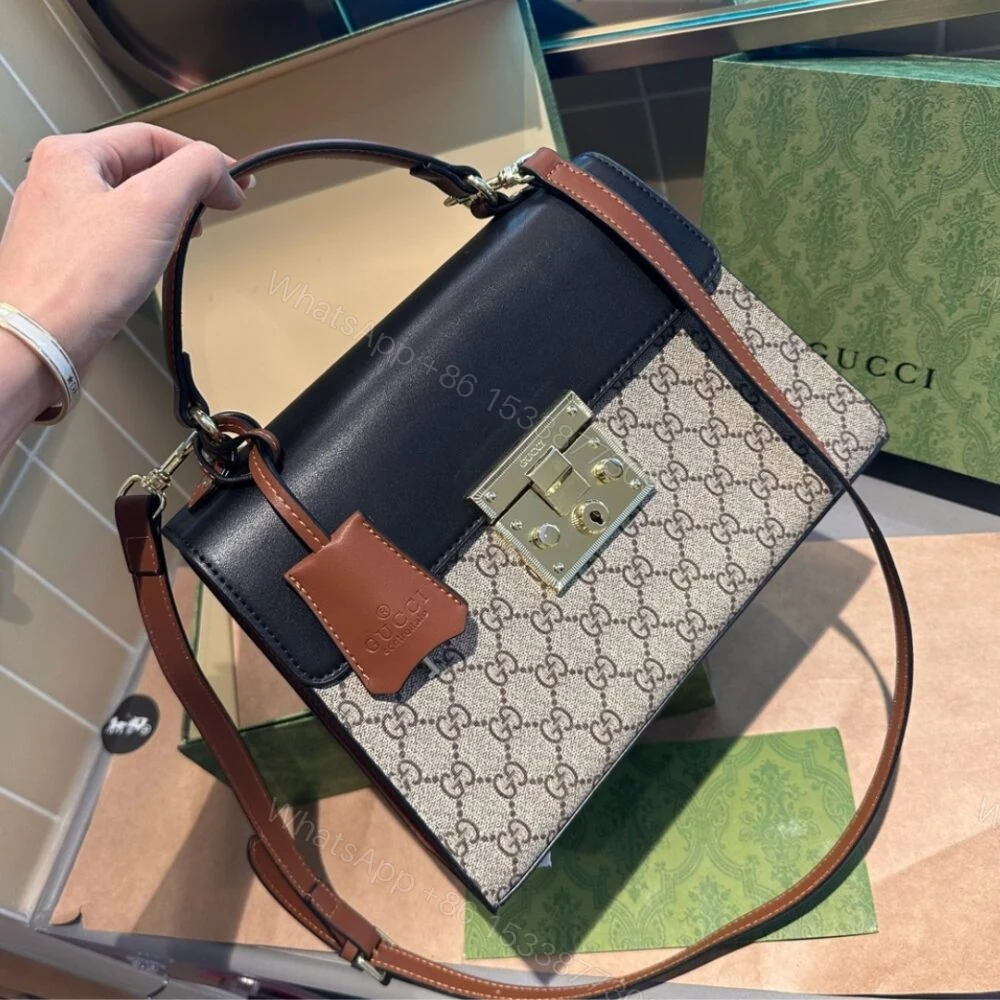 View 2 of Gucci Padlock GG Supreme Top Handle Black 28Cm