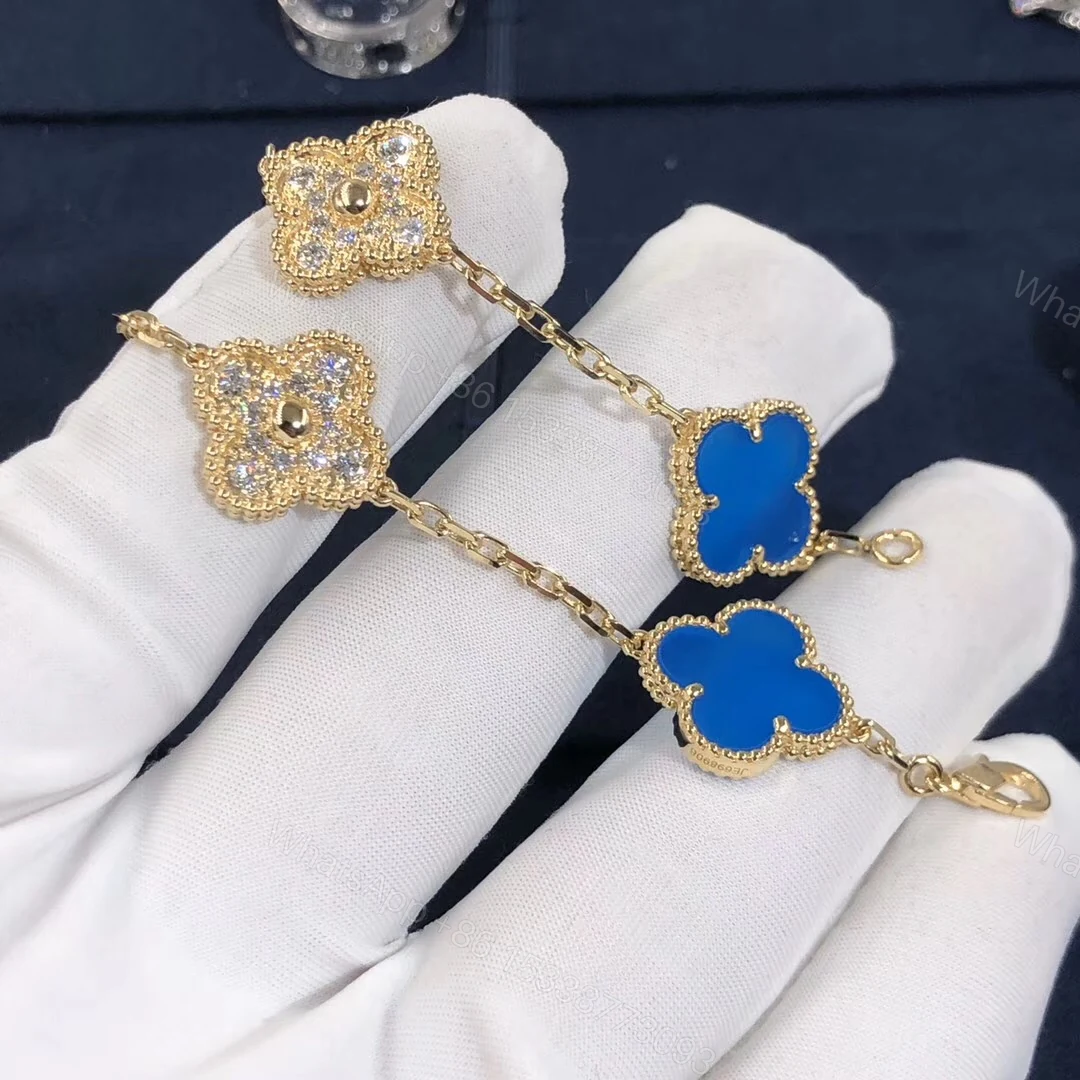 View 4 of VCA Vintage Alhambra Bracelet, Yellow gold, Diamond, Agate
