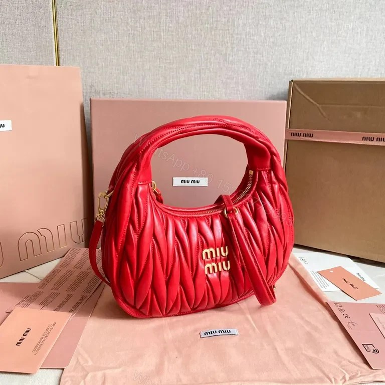View 8 of Red Quilted Satchel with Miu Miu Hardware - Luxe Everyday Bag