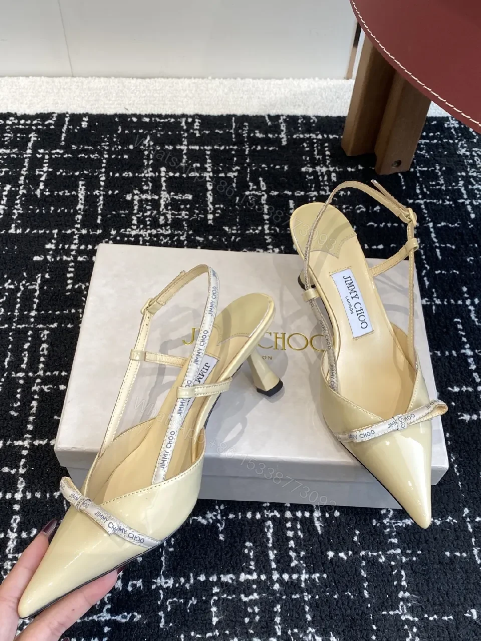 View 8 of Strappy Pointed-Toe Heels with Logo Straps - Everyday Glam