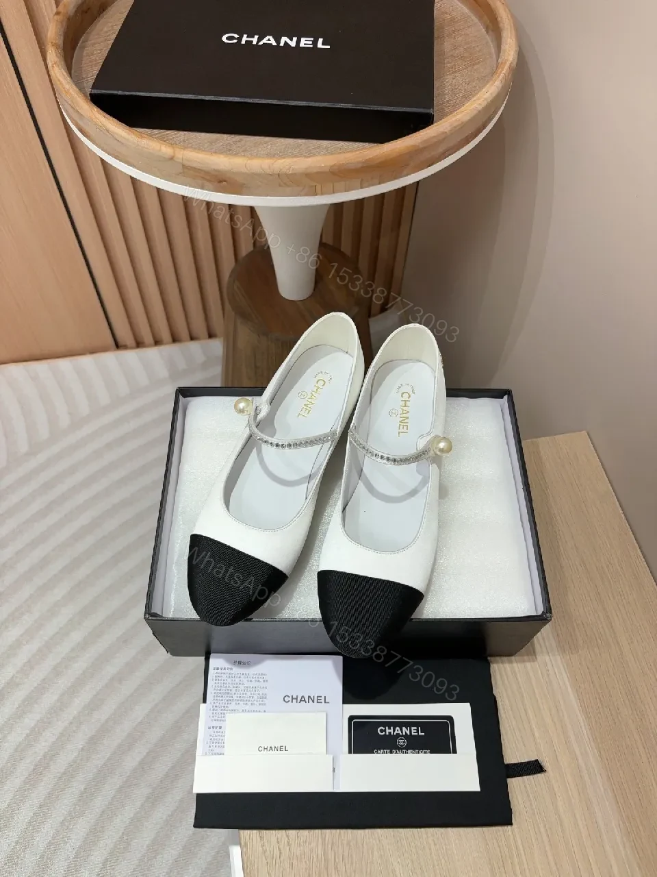 View 4 of Two-Tone Pearl-Accent Mary Jane Flats
