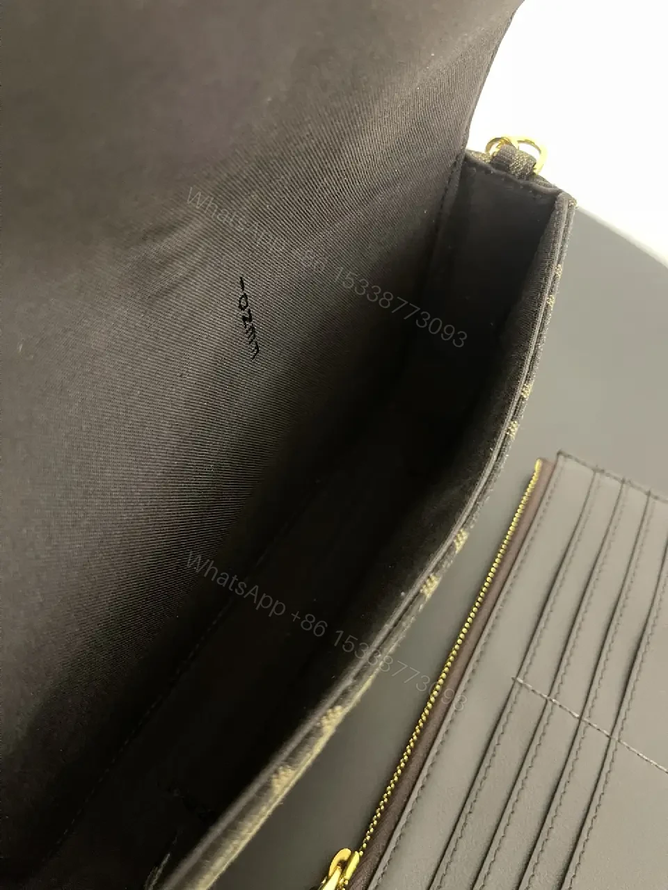 View 6 of Gray Coated Fabric Rectangular Shoulder Bag Bold Vertical Logo Clasp Product Type