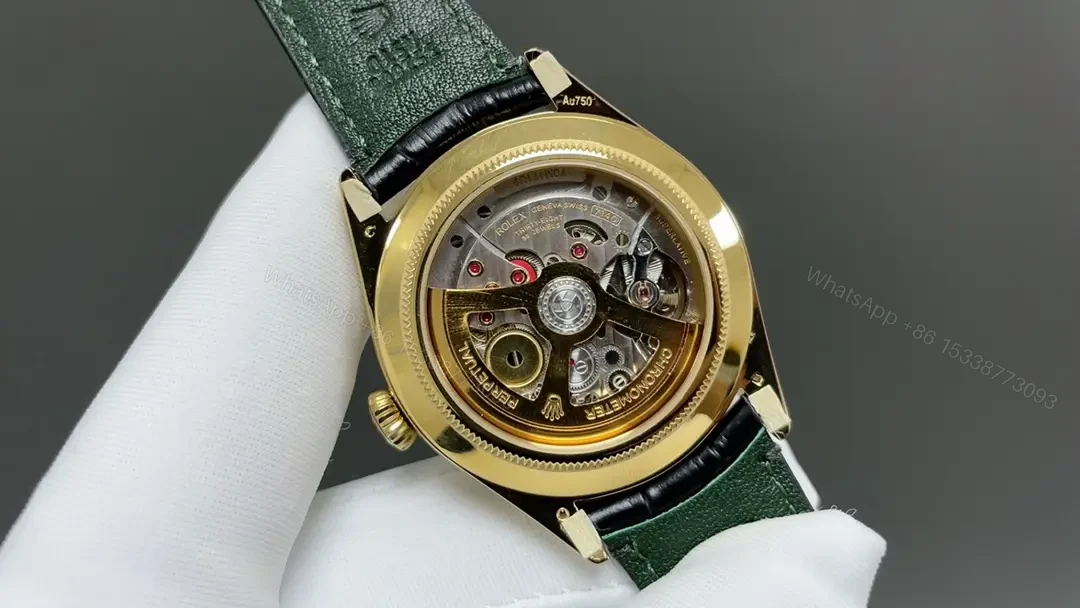 View 6 of Premium Rolex 1908 Yellow Gold Black Dial replica 39MM Black Leather Strap Edition 52508-0002