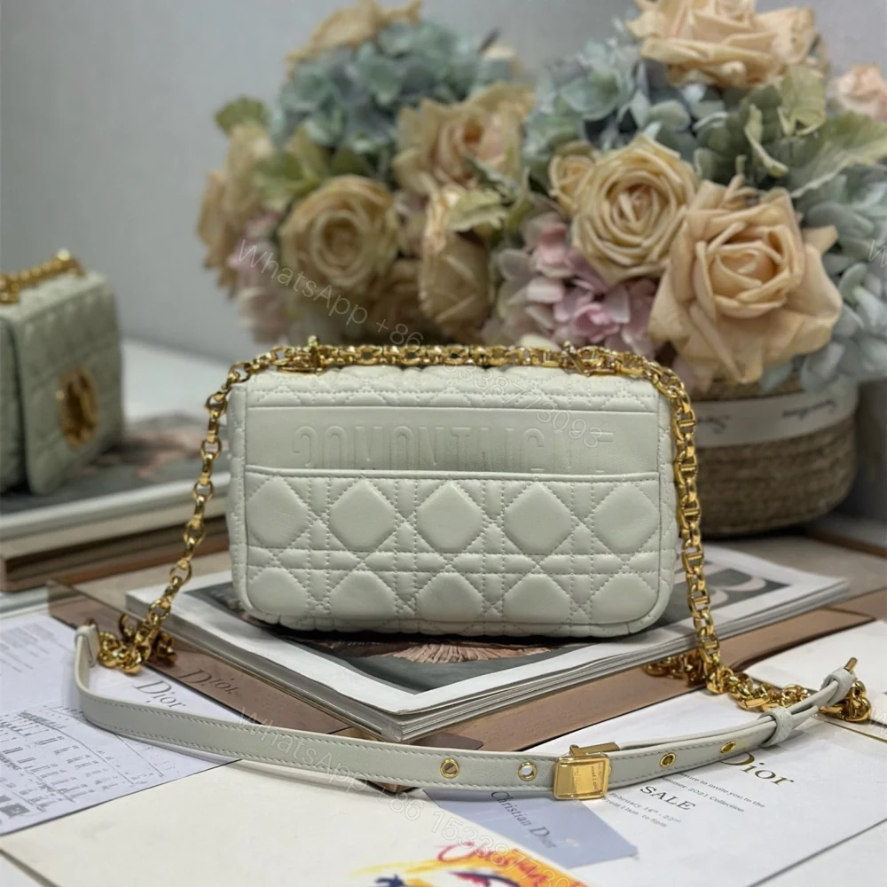 View 2 of 高仿Dior*Caro系列M9241M35U小牛皮鏈條包白色小號免檢版