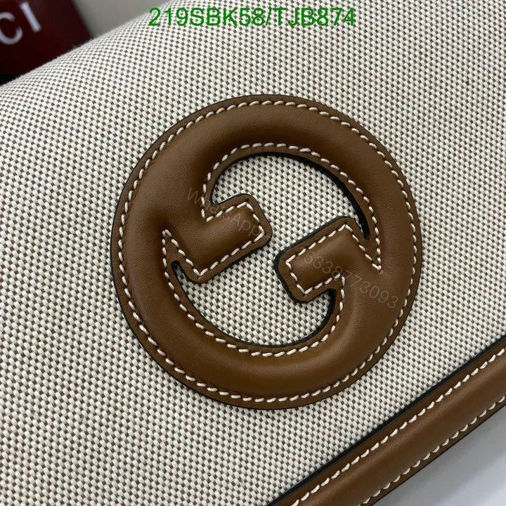 View 5 of Gucci Beige Top Handle Bag featuring Brown Leather Trim AY958
