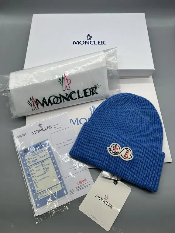 View 8 of Bold Red Moncler Beanie â€” Lux Wool-Blend Warmth, Logo Patch