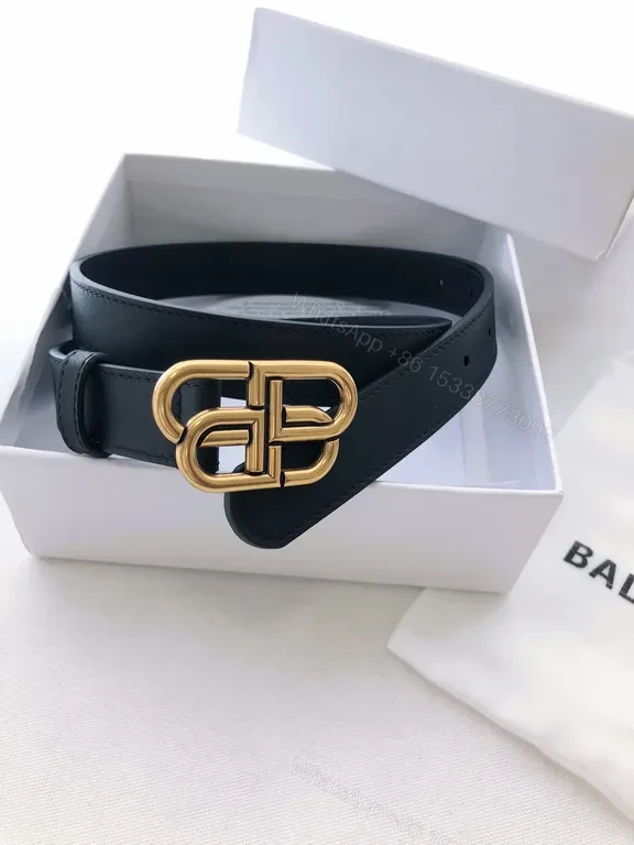 View 6 of Black Leather Belt with Gold Buckle â€“ Signature Luxury Belt