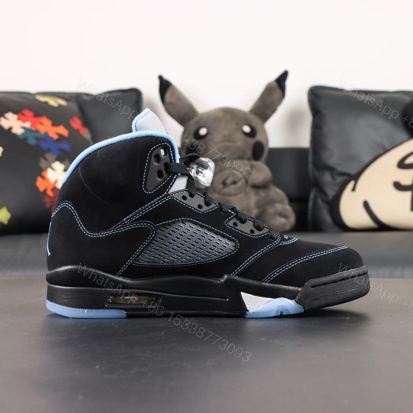 View 2 of Air Jordan 5 “Black/University Blue” (2026)